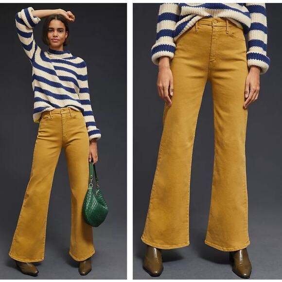 MOTHER High Waisted Roller Skimp Jeans Second Chance Yellow Sz 24 $228 {T53} - Picture 1 of 10